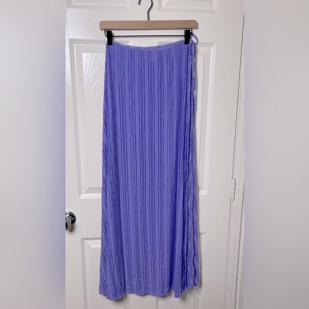 New Beach Bunny Hutton Sheer Stripe Wrap Skirt Swim Beach Coverup OS Lavender - Picture 2 of 13